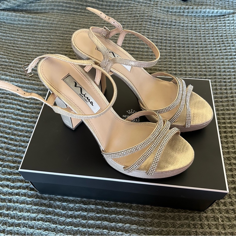 Nina Women's Gold Strappy Heels